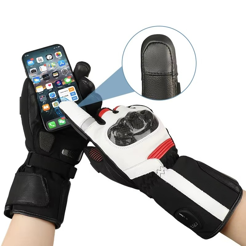 Heated Gloves Electric - Guanti da moto invernali con touchscreen,